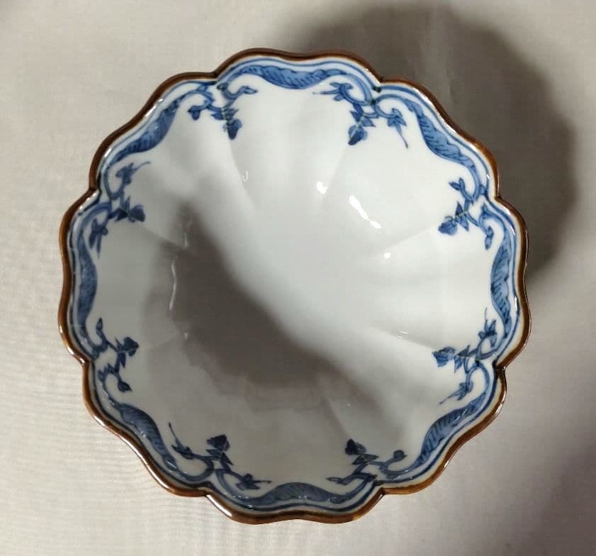 雲泉窯　青黃彩花唐草　向附　　小鉢　4個