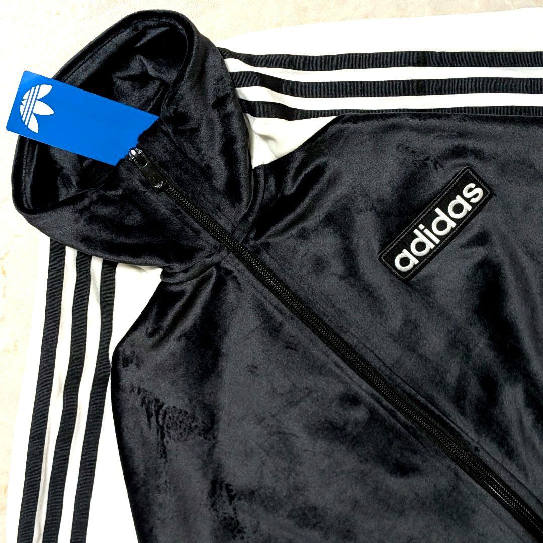 大人気★adidasアディブレイクベロアトラックジャケット黒白 L 重盛さと美