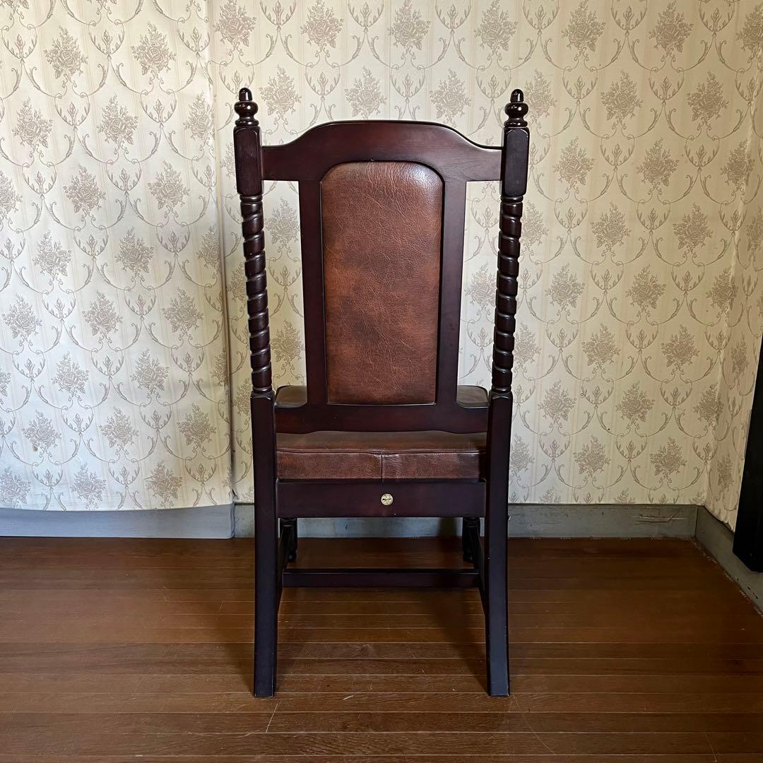 【アンティーク】③ トーア 木製 ダイニングチェア レザー張り 椅子 古民家