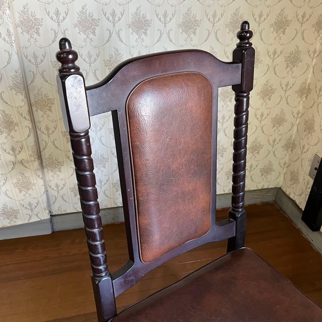 【アンティーク】③ トーア 木製 ダイニングチェア レザー張り 椅子 古民家