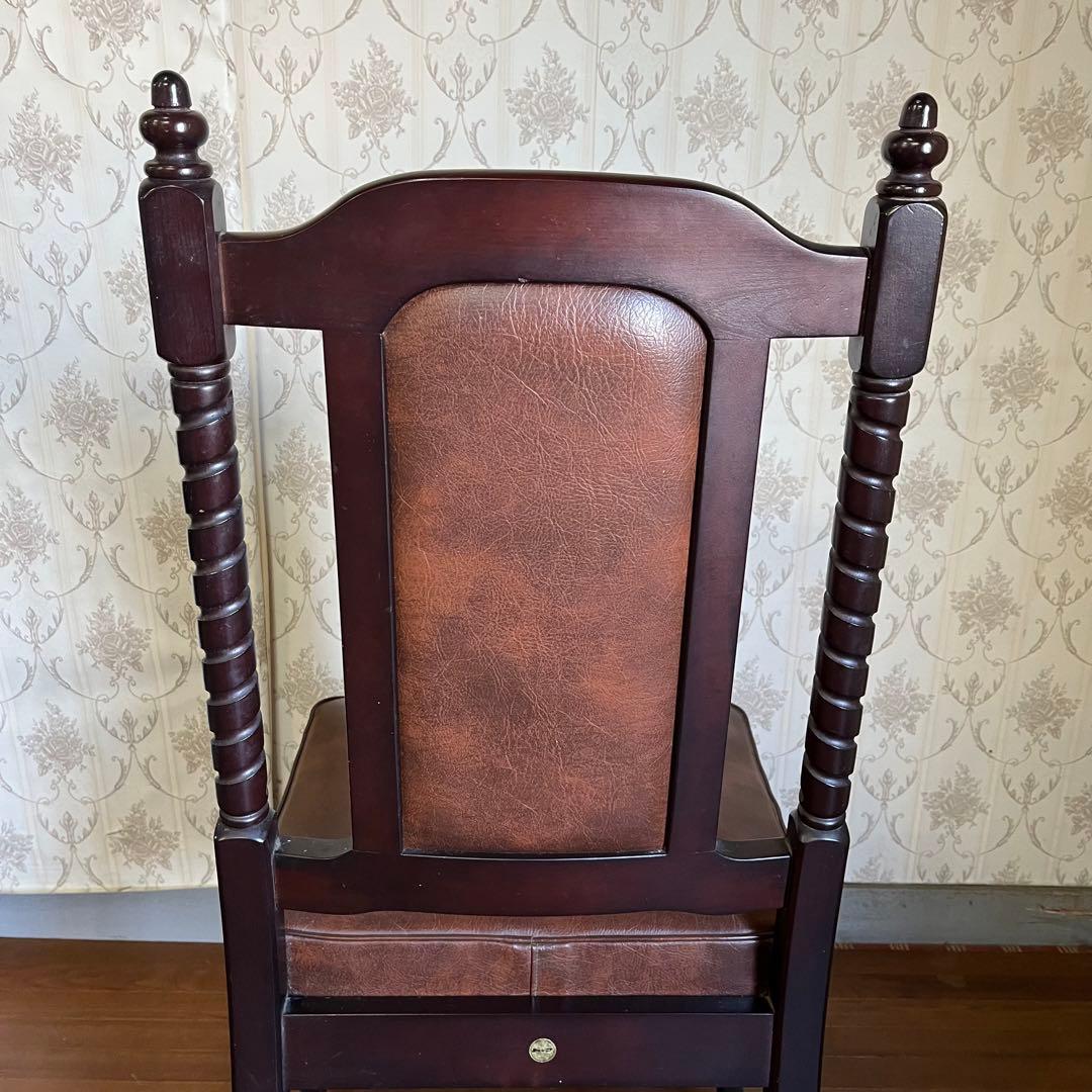 【アンティーク】③ トーア 木製 ダイニングチェア レザー張り 椅子 古民家