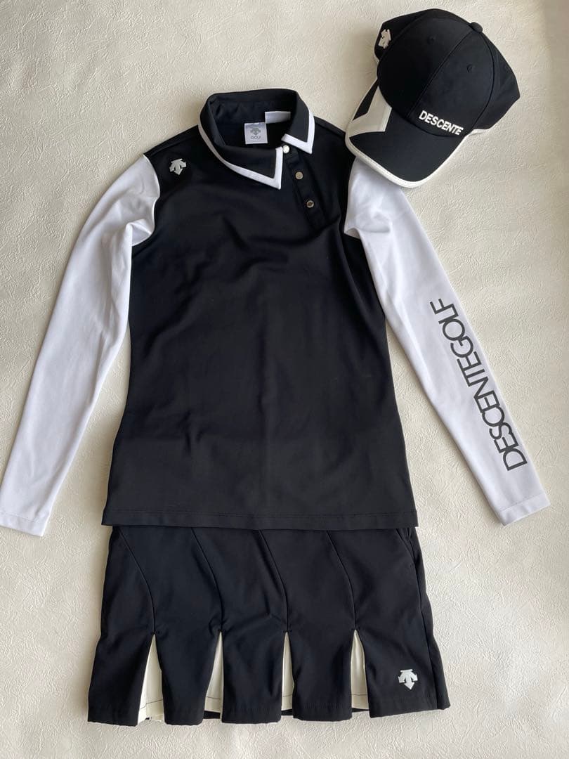 デサントゴルフ　全身コーディネート3点セット　トップス　スカート　帽子