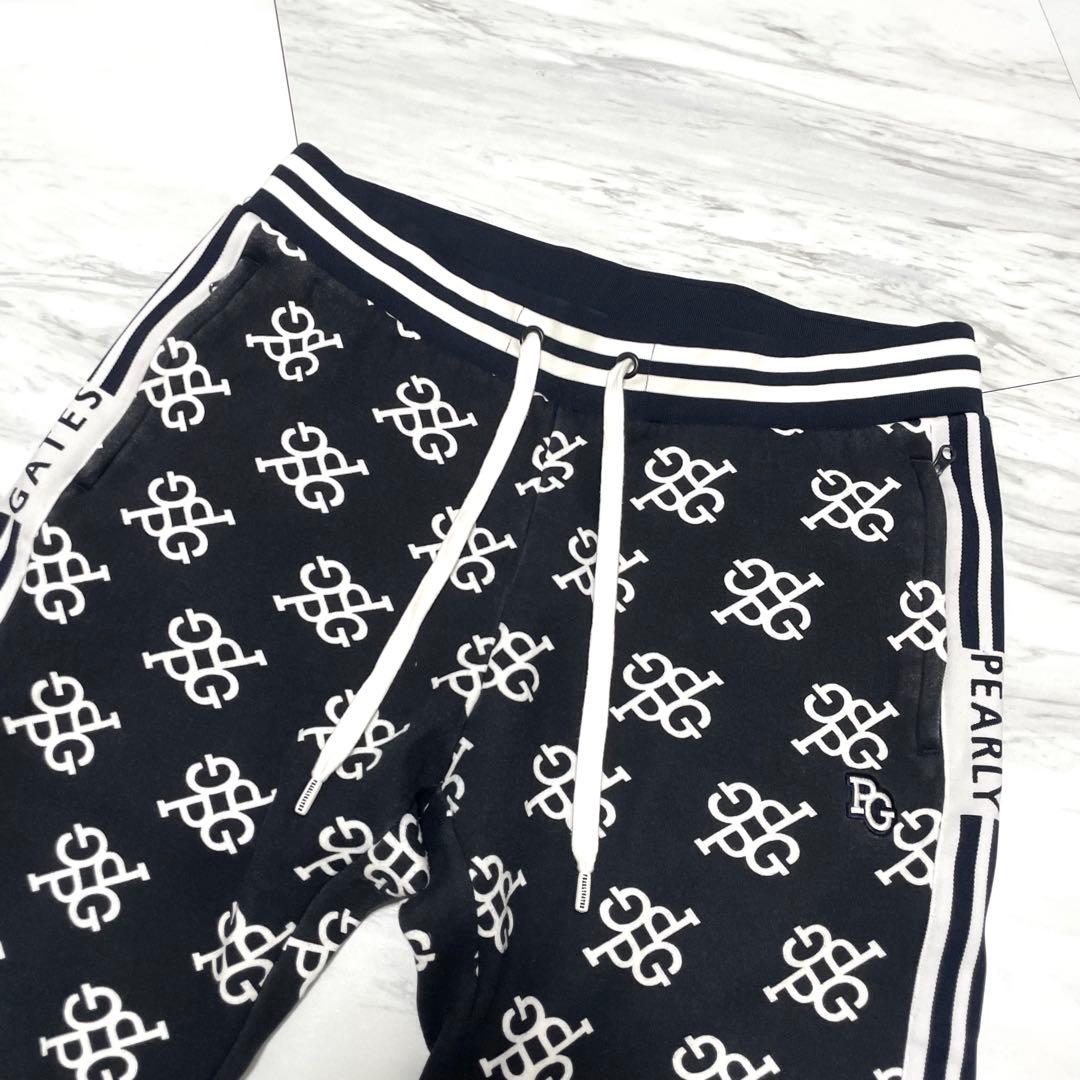 希少⭐️パーリーゲイツ セットアップ パーカー ジョガーパンツ 総柄 白×紺 L