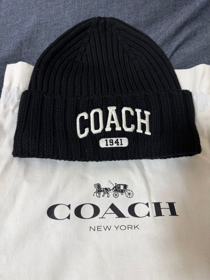 【新品】COACH 1941 ニット帽 黒 ブラック ビーニー