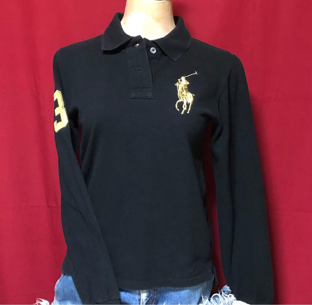 ポロ・ラルフ・ローレン ビックポニー 黒 長袖ポロシャツ y2k ピチt