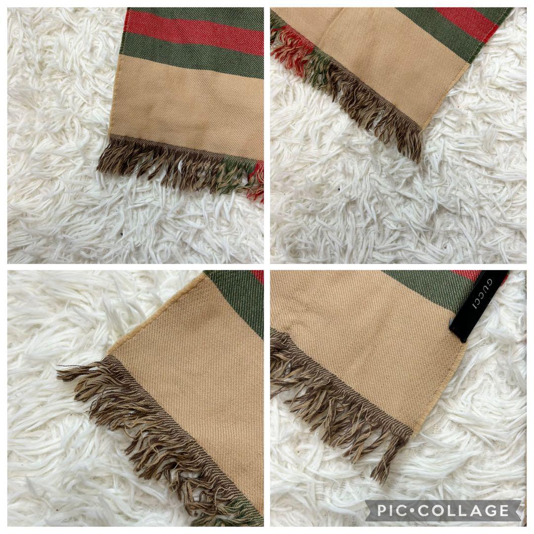 人気✨GUCCI グッチ マフラー　シェリーライン GG柄 総柄 フリンジ