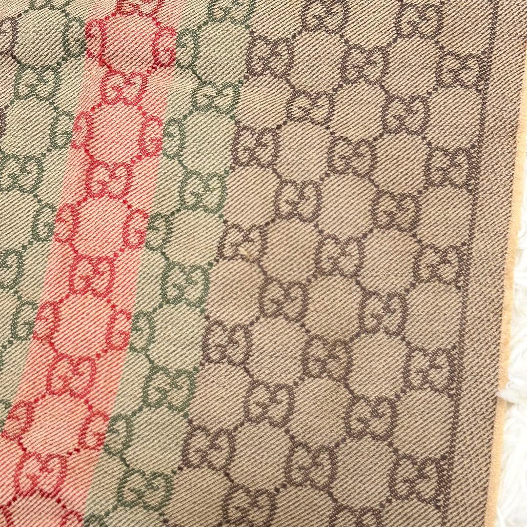 人気✨GUCCI グッチ マフラー　シェリーライン GG柄 総柄 フリンジ