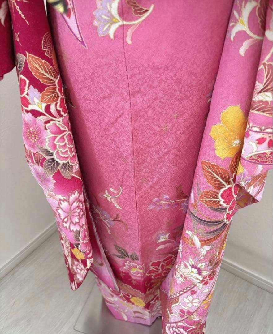 豪華振袖フルセット　ピンク 大輪　牡丹　薔薇　　花柄 成人式に