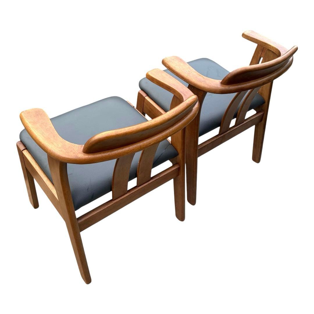 家具　ブラウン 木製アームチェア 2脚セット　レトロ　昭和