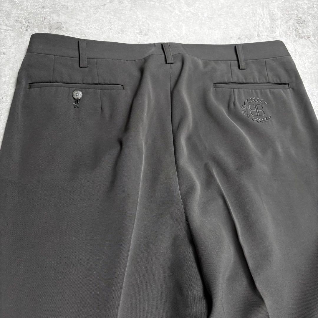 バレンシアガ　BALENCIAGA ワイドトラウザー 刺繍ロゴ　ロゴボタン　91