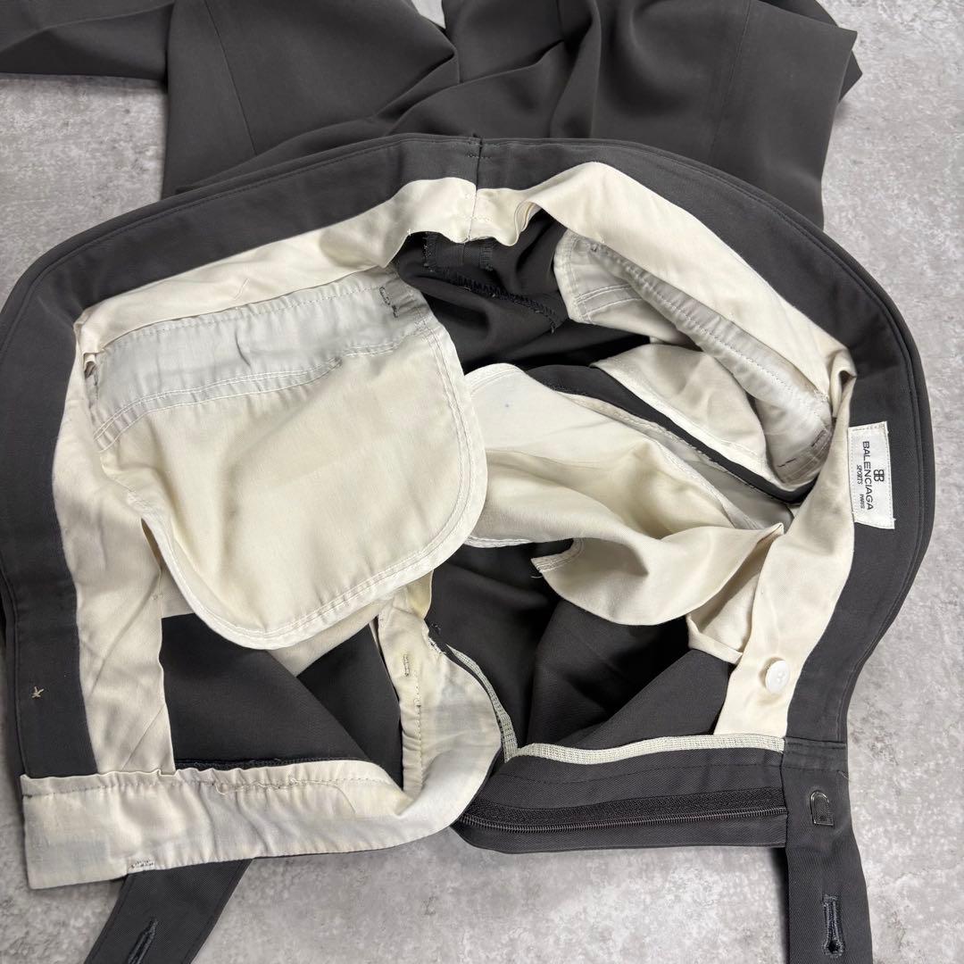 バレンシアガ　BALENCIAGA ワイドトラウザー 刺繍ロゴ　ロゴボタン　91