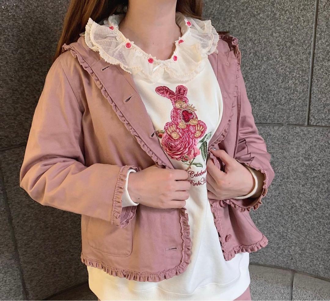 【美品】ピンクハウス　ジュビリーラビット刺繍　フードジャケット