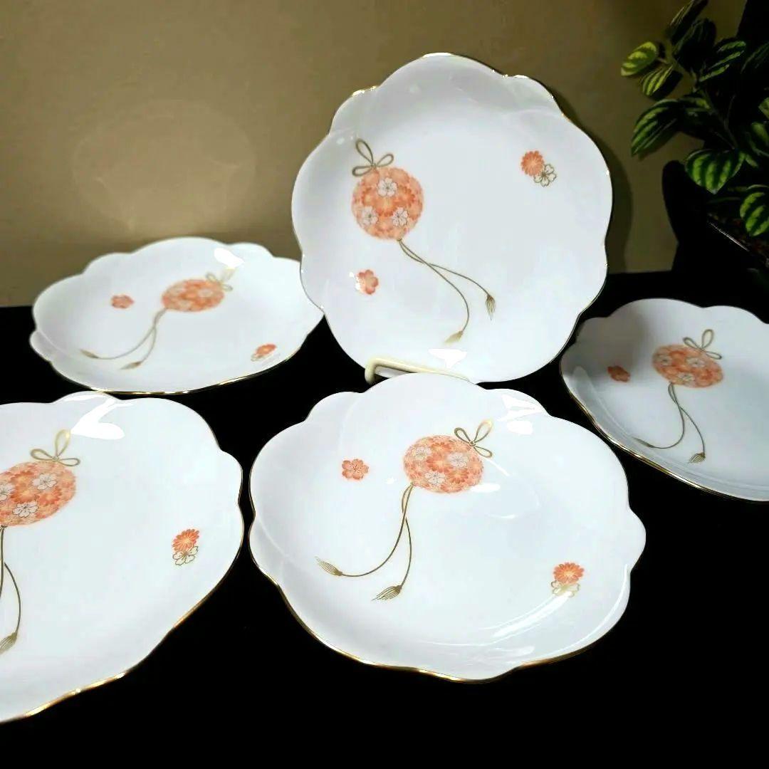 大倉陶園　花毬　13cm　梅型小皿揃　5枚