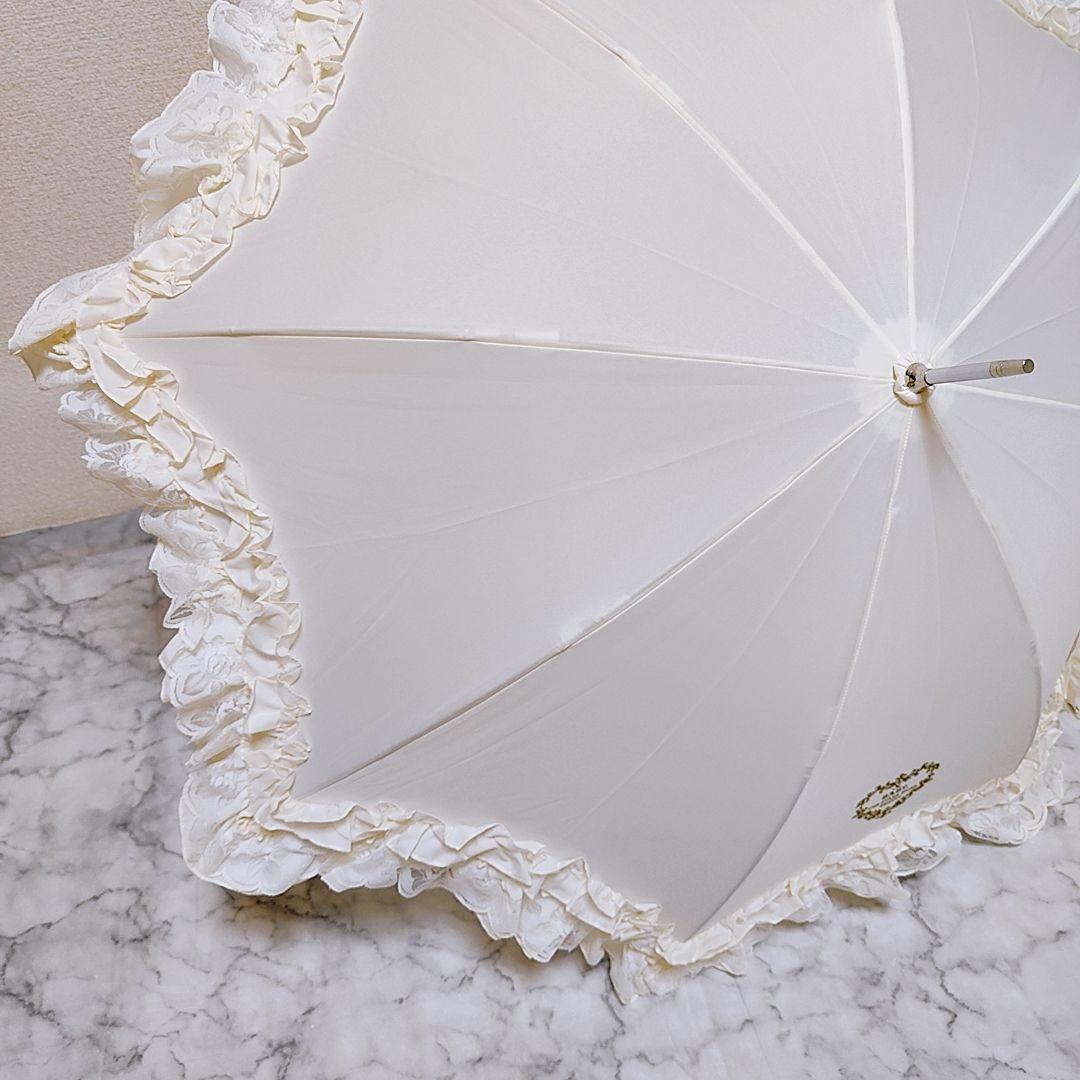 【極美品】ベイビーザスターズシャインブライト レースフリルアンブレラ 傘 オフ白