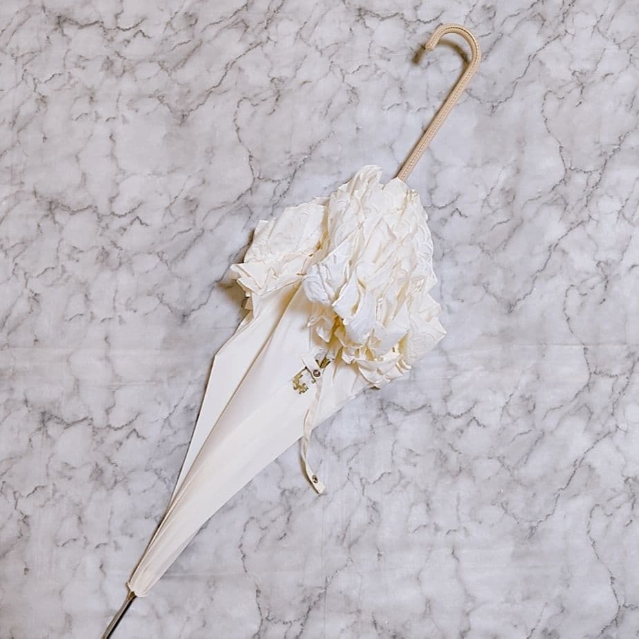 【極美品】ベイビーザスターズシャインブライト レースフリルアンブレラ 傘 オフ白