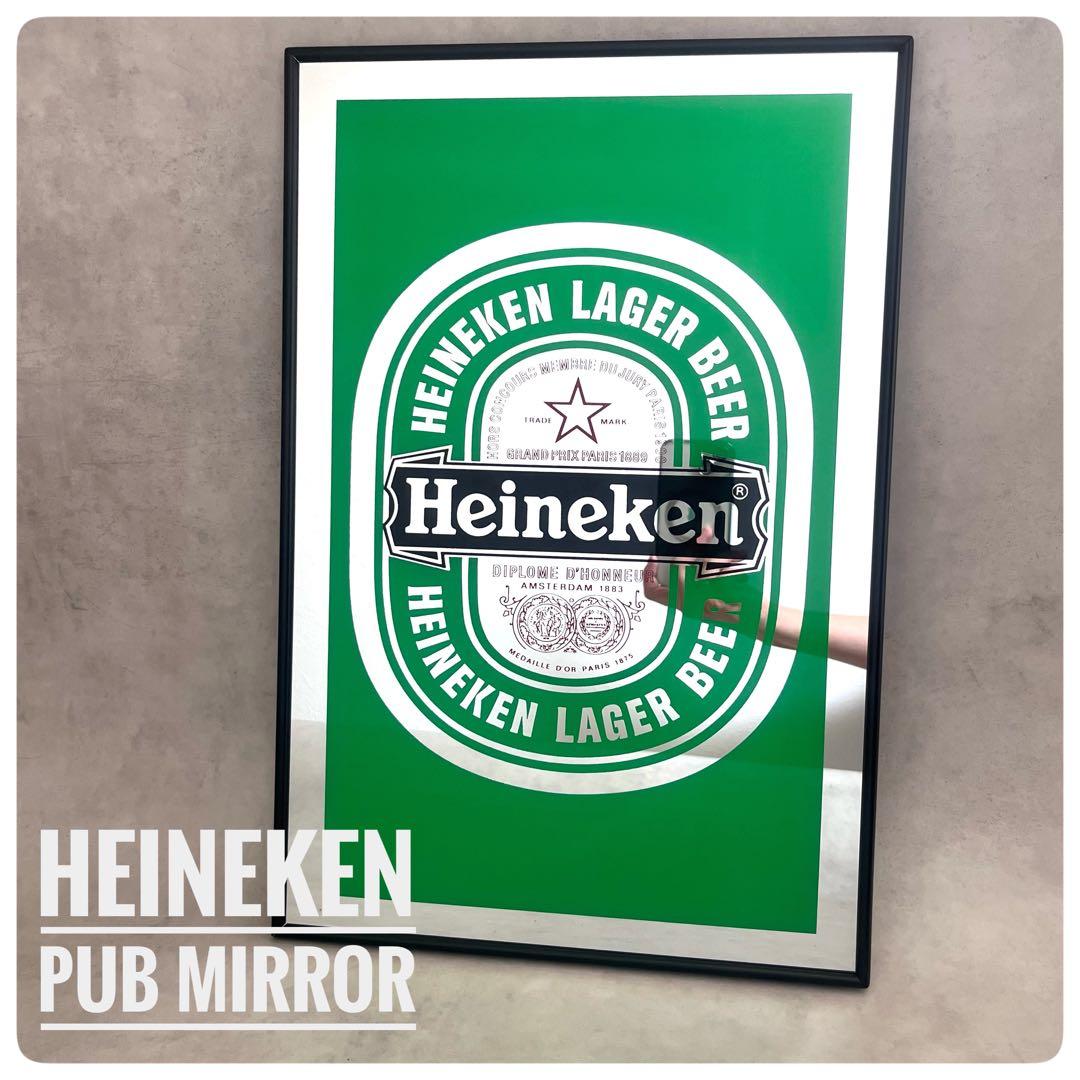 美品　Heineken ハイネケン　パブミラー　ビールロゴ