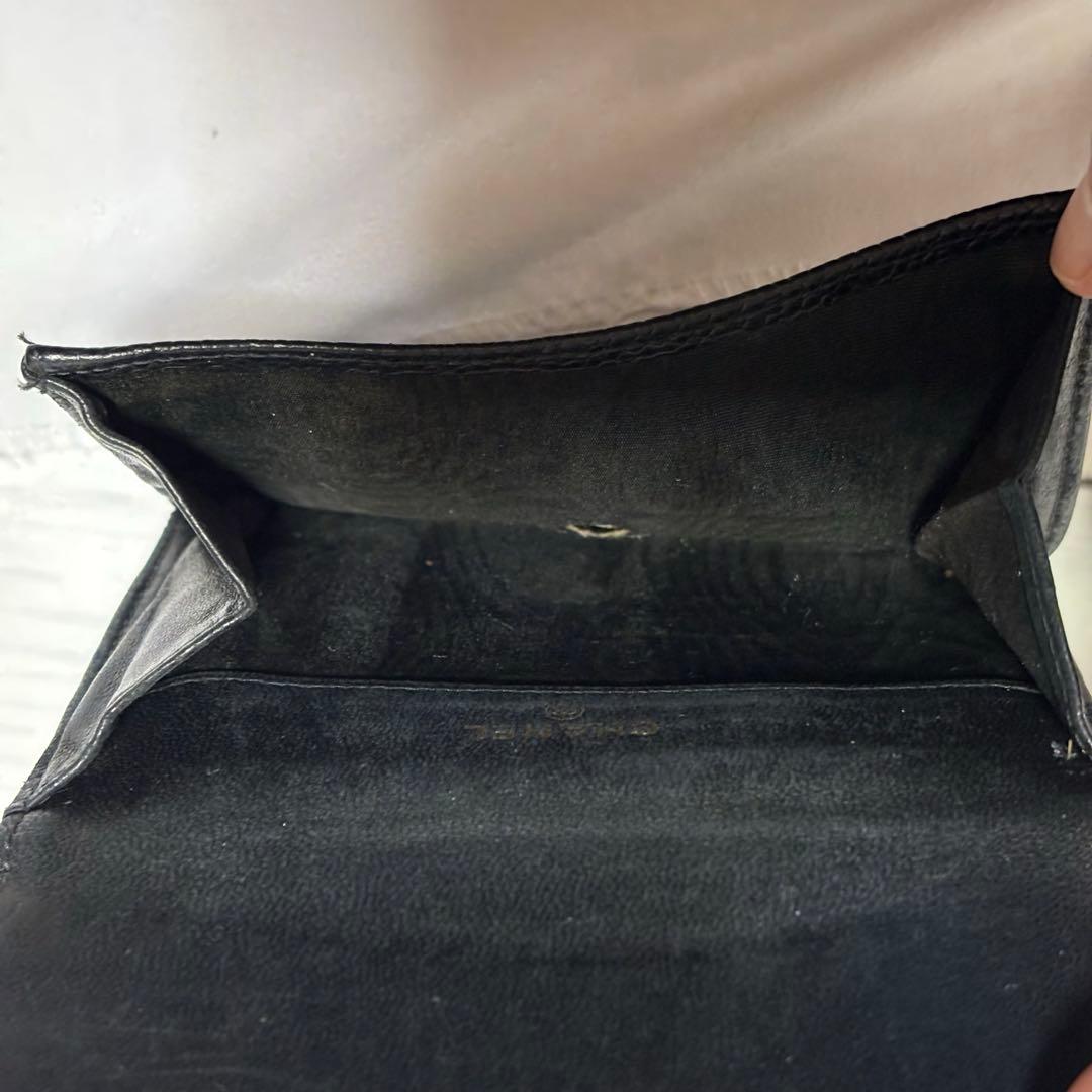 シャネル 財布 キャピアスキン ココマークWホック コンパクト 黒 ブラック