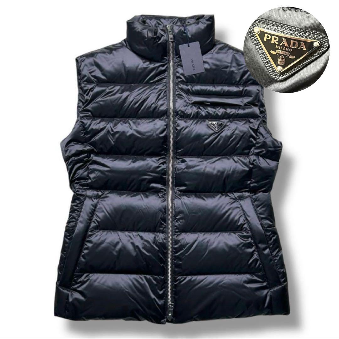 【美品】PRADA ロゴ プレート ダウン ベスト アウター 290546 42