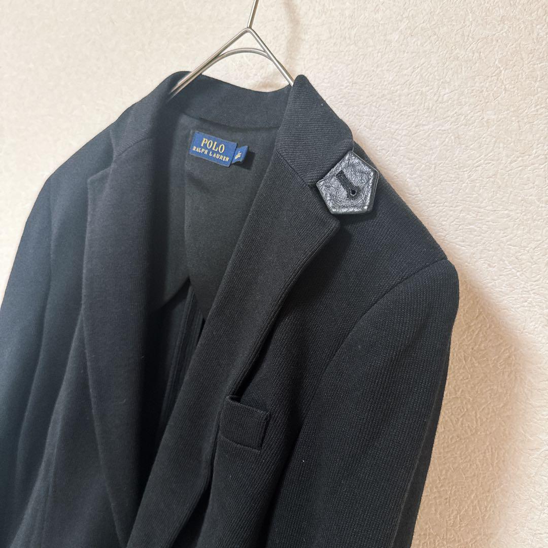 【美品】ポロラルフローレン ラムレザー テーラージャケット ロゴウッドボタン