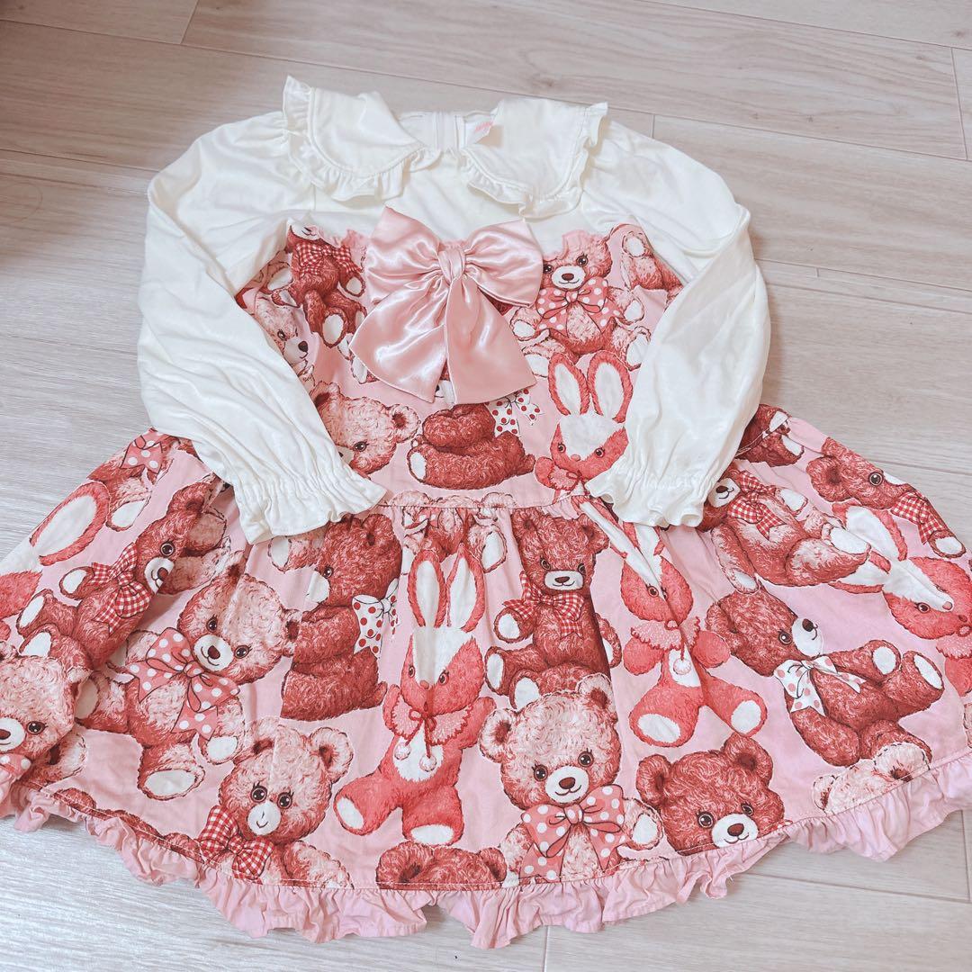 シャーリーテンプル うさぎくま ワンピース110