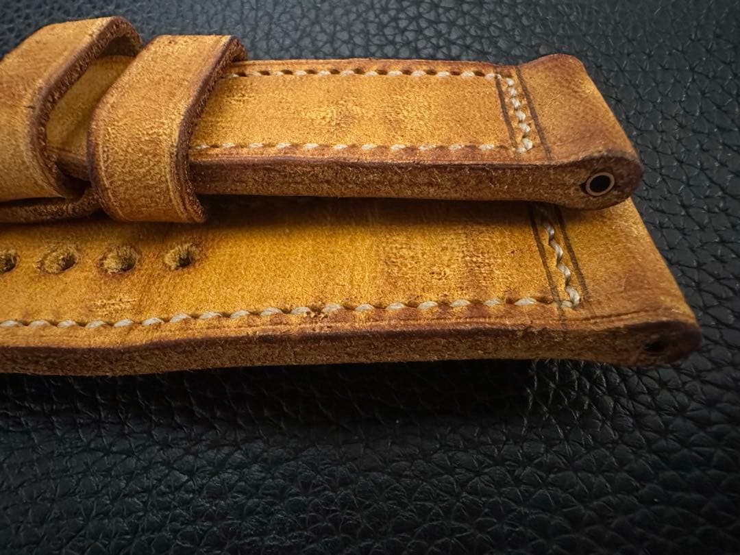 ハンドメイド パネライ用 ベルト ヴィンテージ カーフレザー 尾錠付 26mm