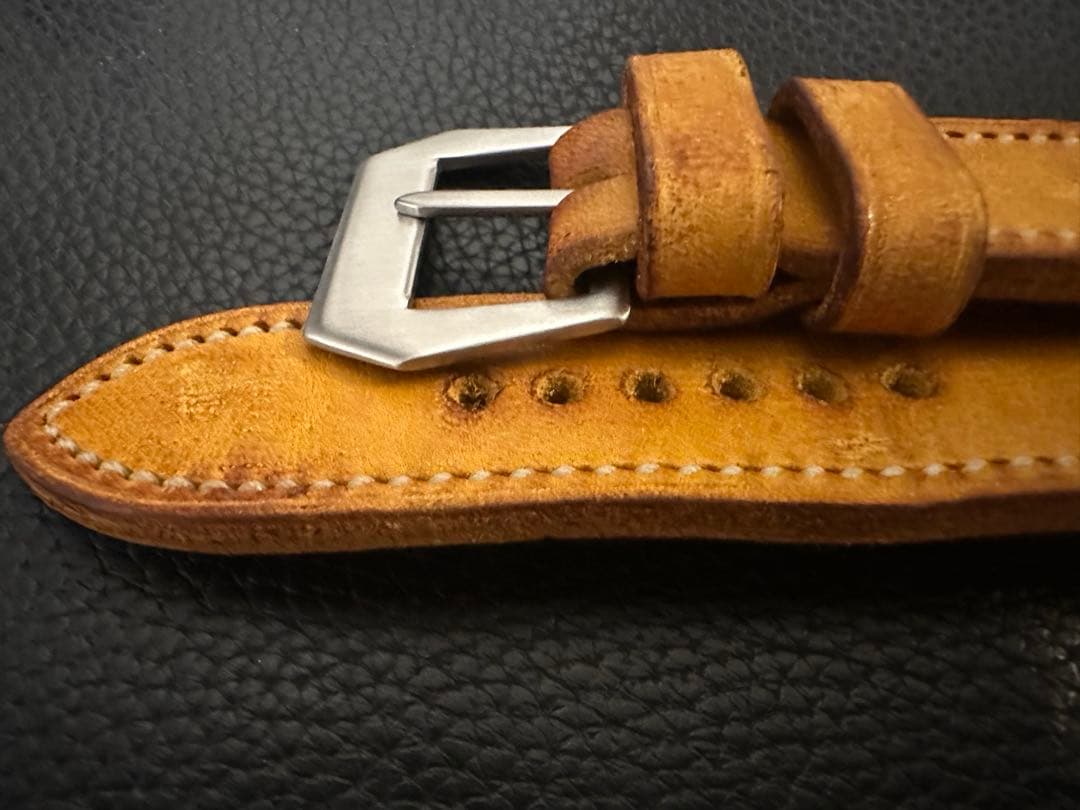 ハンドメイド パネライ用 ベルト ヴィンテージ カーフレザー 尾錠付 26mm