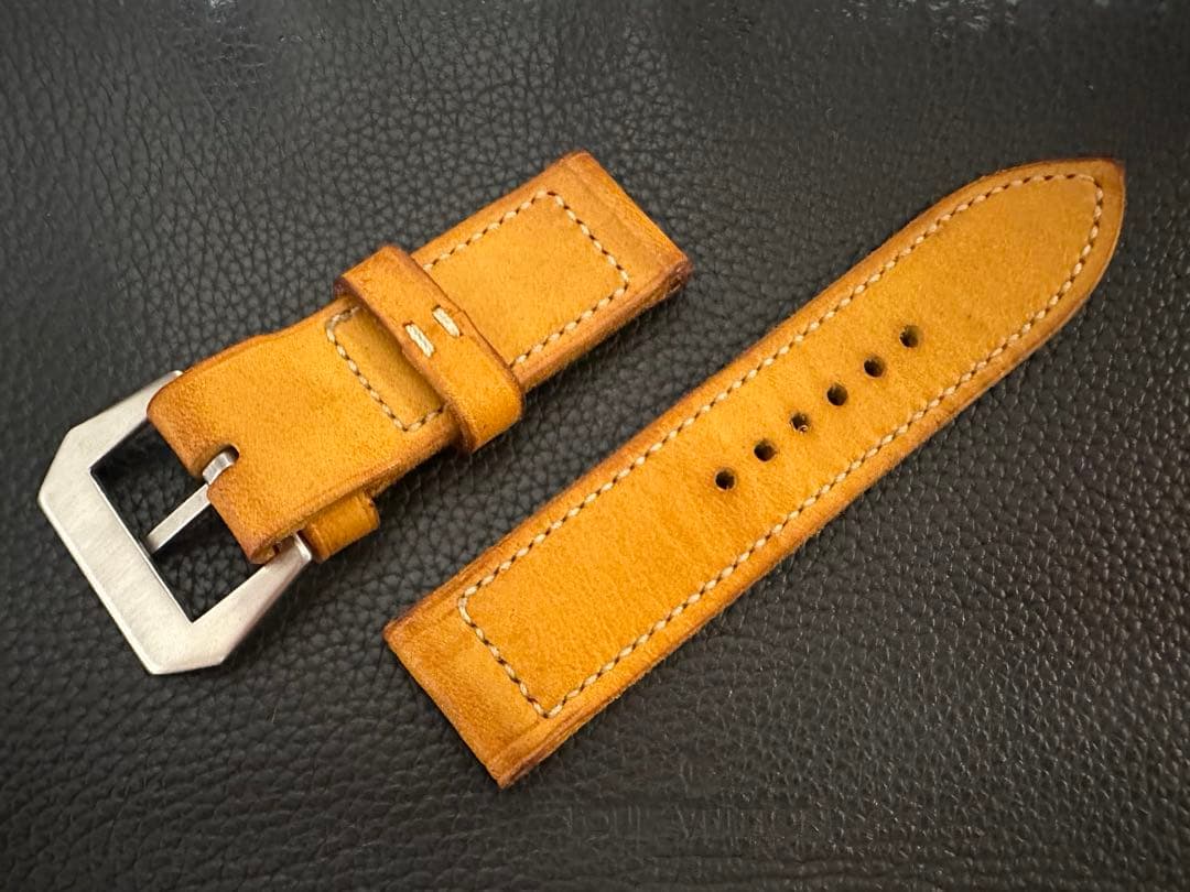 ハンドメイド パネライ用 ベルト ヴィンテージ カーフレザー 尾錠付 26mm