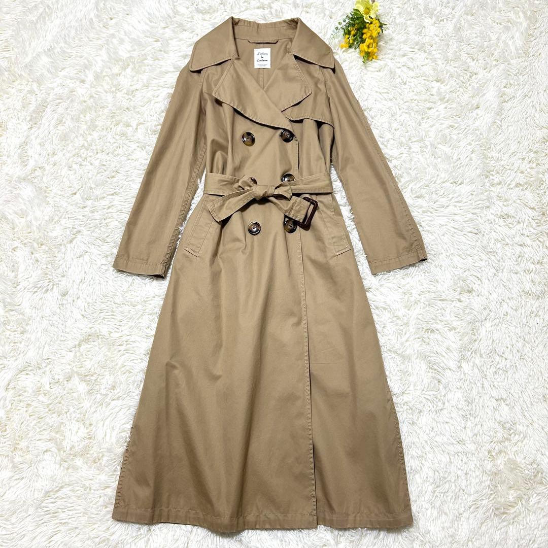 ドゥーズィエムクラス　ロングトレンチコート　ベージュ　ベルト　ダブル　綿100%
