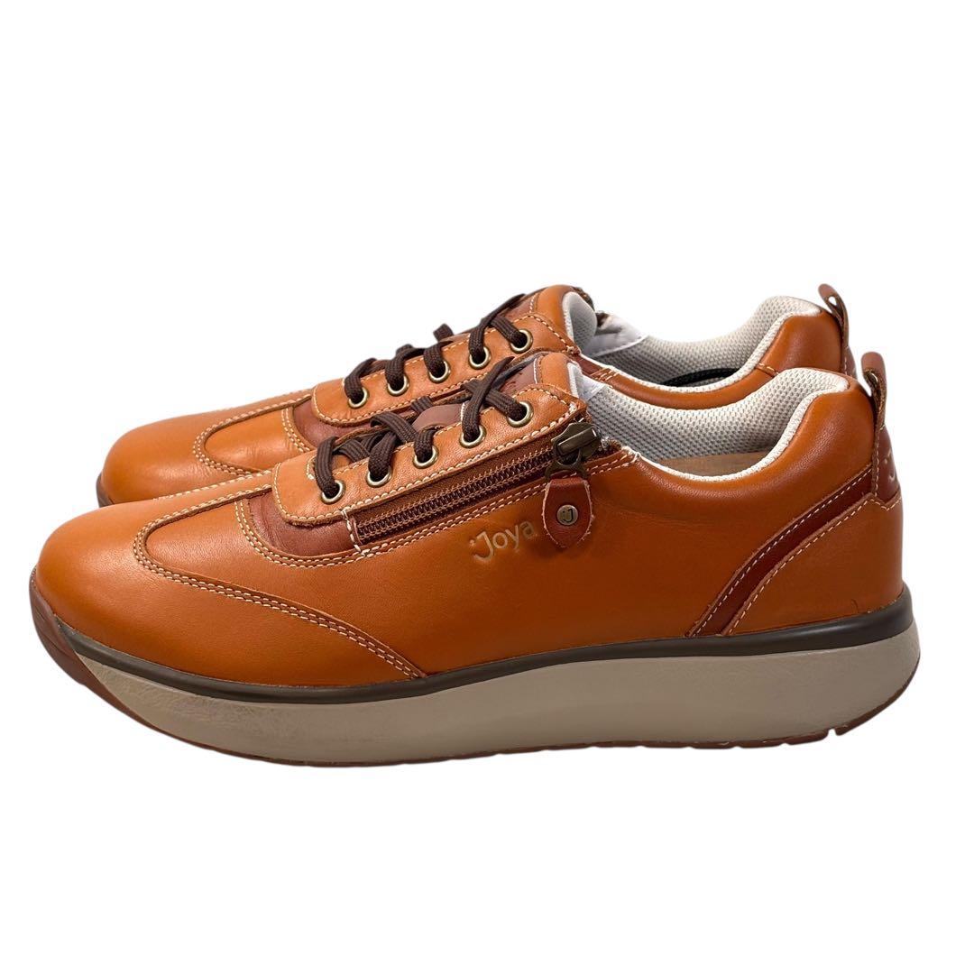 美品 ジョヤ 25 コンフォート スニーカー サイドジップ ブラウン 茶色