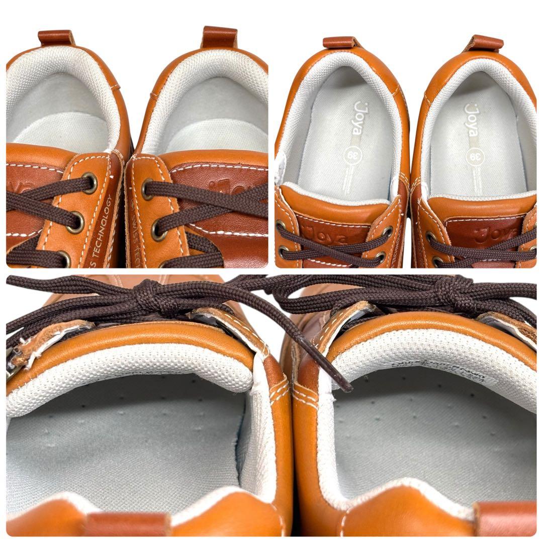 美品 ジョヤ 25 コンフォート スニーカー サイドジップ ブラウン 茶色