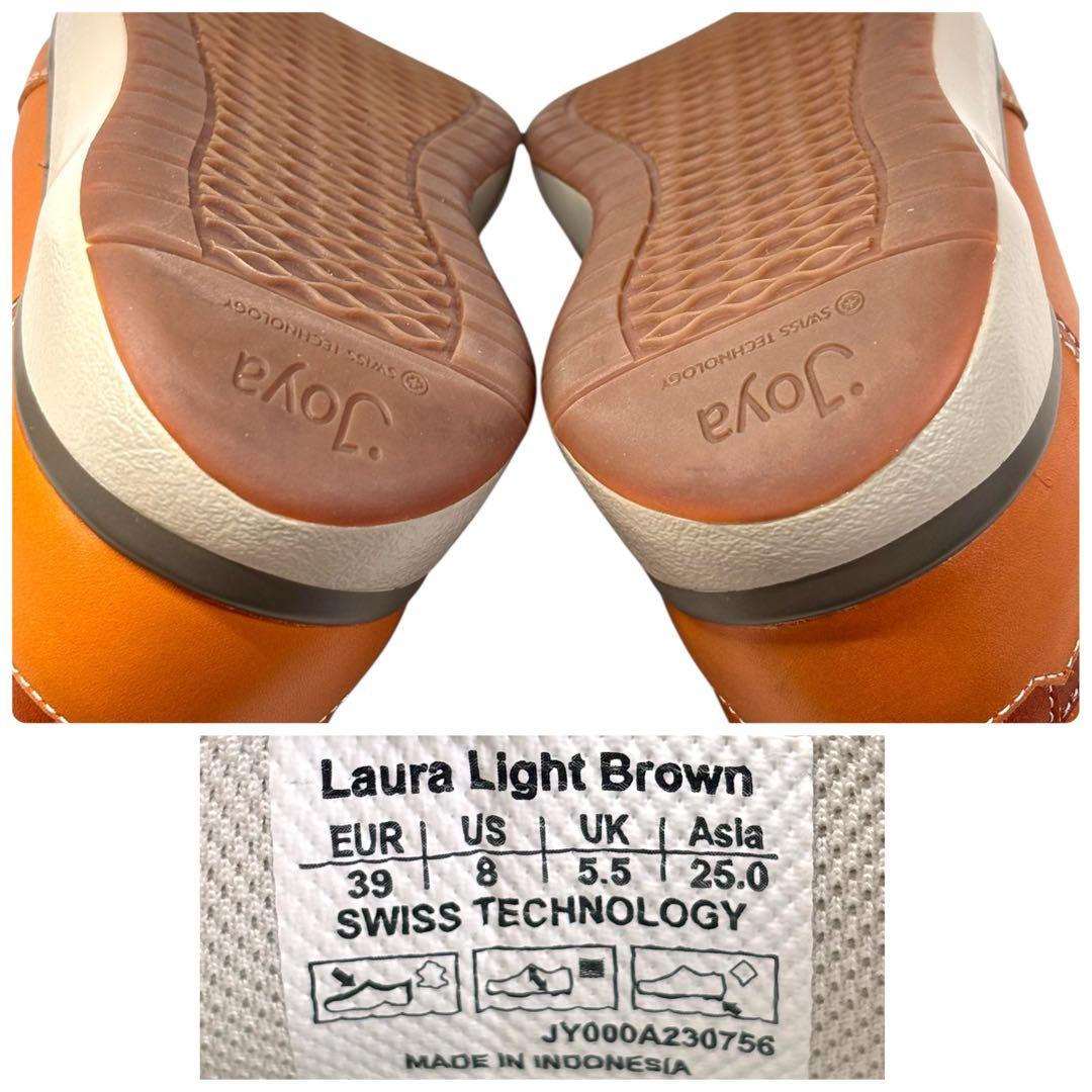 美品 ジョヤ 25 コンフォート スニーカー サイドジップ ブラウン 茶色