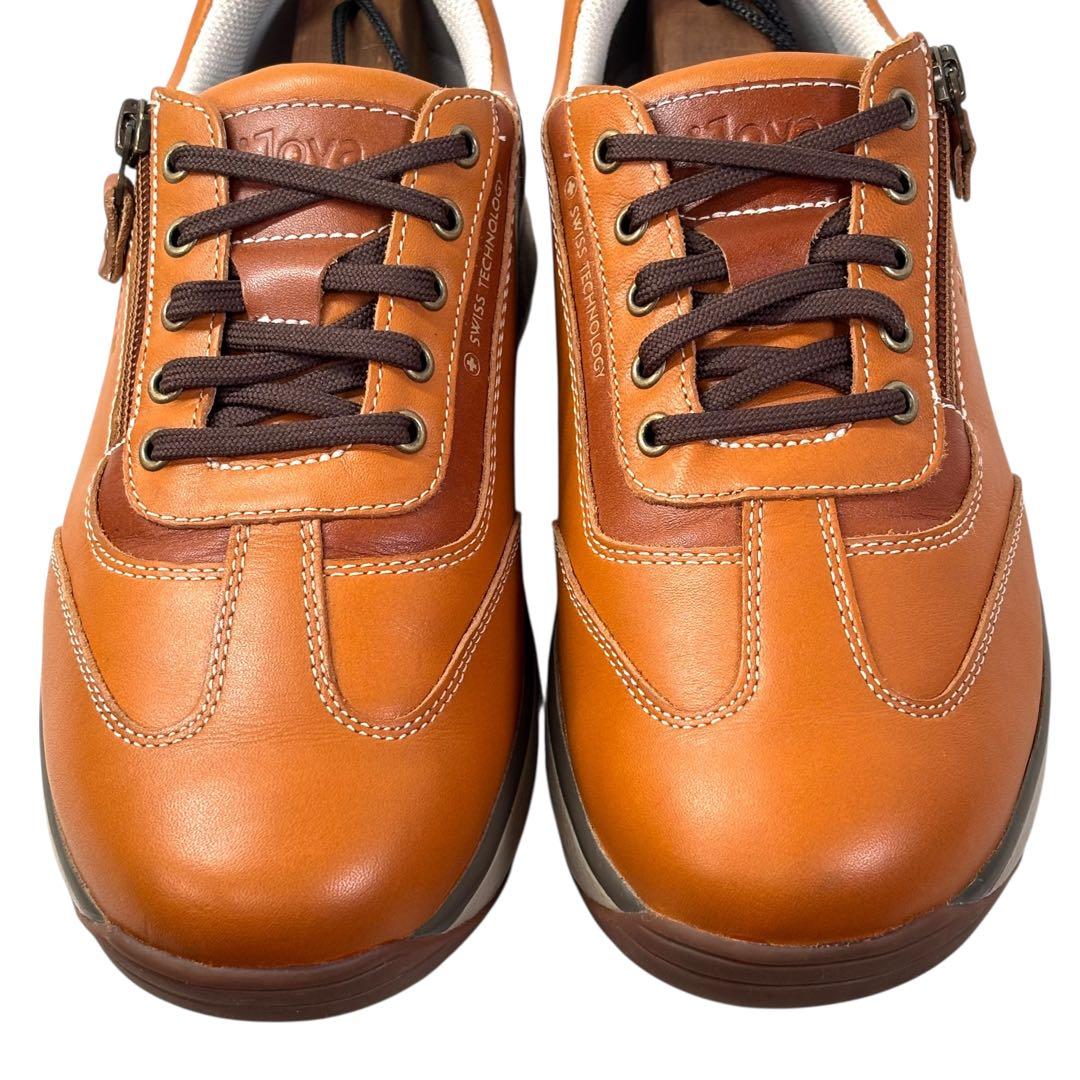 美品 ジョヤ 25 コンフォート スニーカー サイドジップ ブラウン 茶色