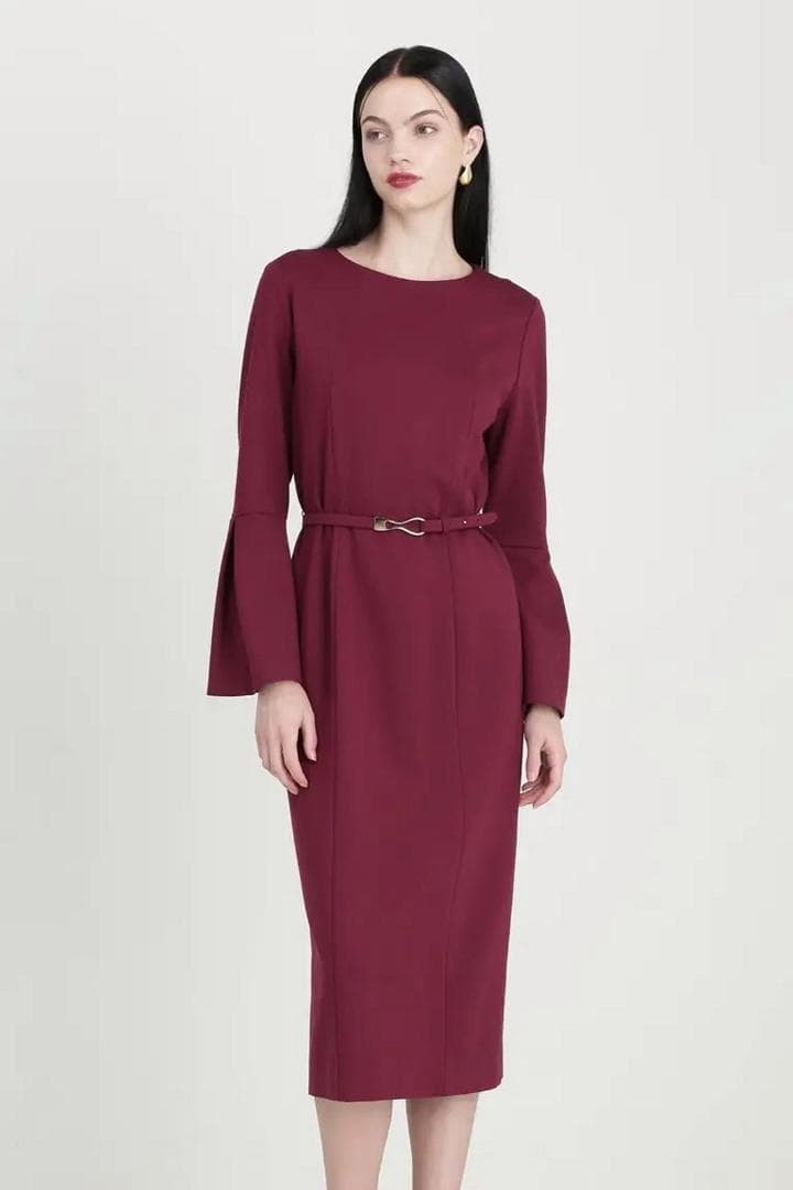 PINKY&DIANNE ベルスリーブベルト付き ワンピース ピンク