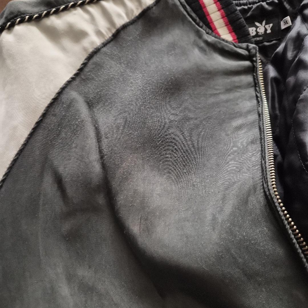 ヒステリックグラマーPLAYBOY スタジャン Mサイズ グレー/ホワイト