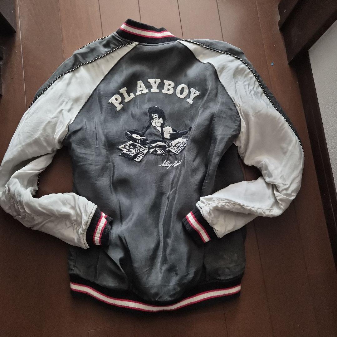 ヒステリックグラマーPLAYBOY スタジャン Mサイズ グレー/ホワイト