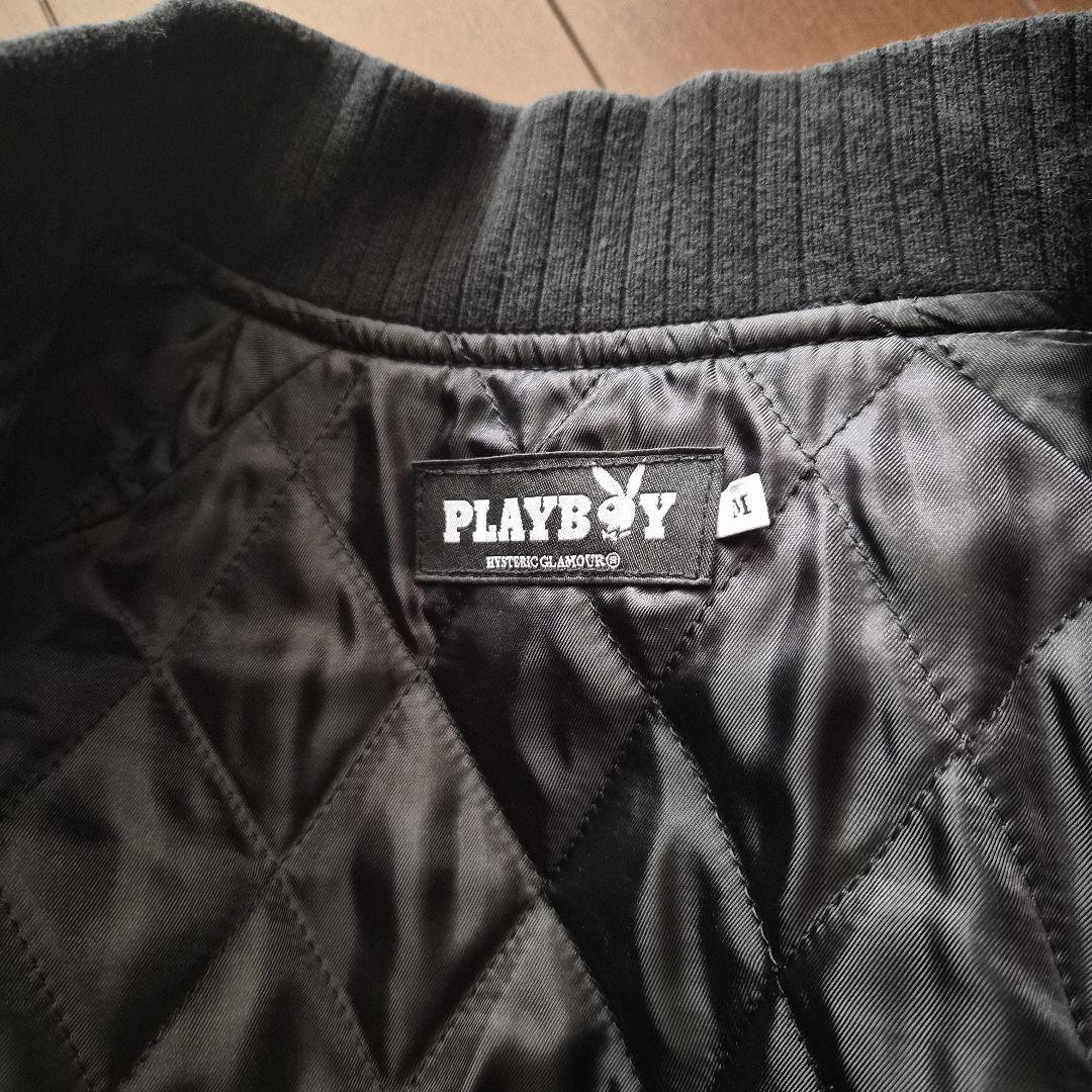 ヒステリックグラマーPLAYBOY スタジャン Mサイズ グレー/ホワイト