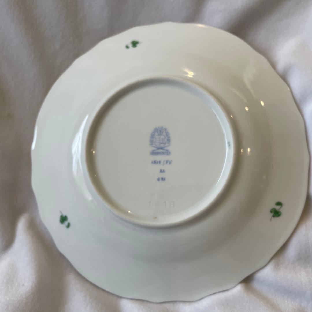 s*e様 ヘレンド　インドの華　緑色植物模様 波形プレート3枚　セット