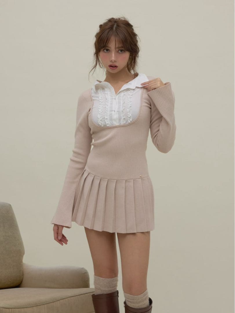 未開封 ANDMARY Lotta frill mini dress ブラック