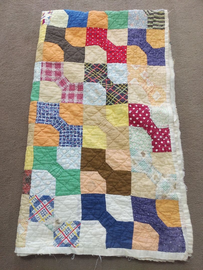 1点モノ★ヴィンテージキルト★キルティング生地パッチワークシーツサンタモニカ渋谷