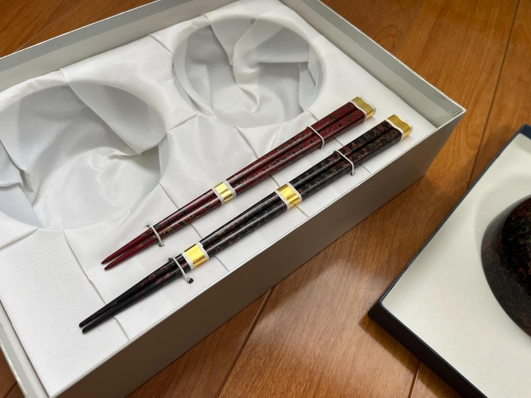 【新品未使用】 津軽塗 漆器 椀＆箸 2客セット【津軽塗夫婦椀・津軽塗夫婦箸】