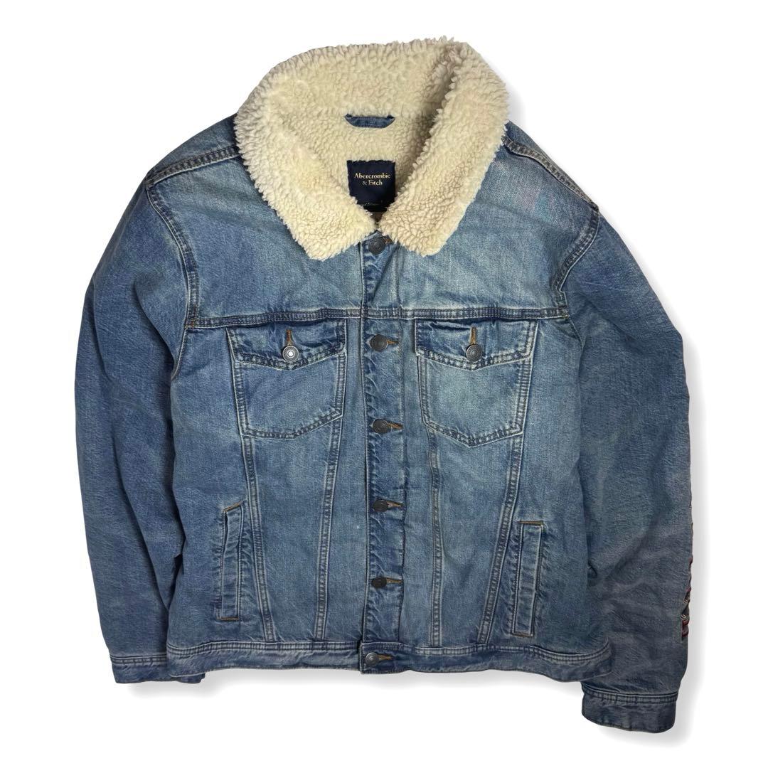 Abercrombie&Fitch｜裏ボア刺繍ロゴデニムジャケットXLアバクロ