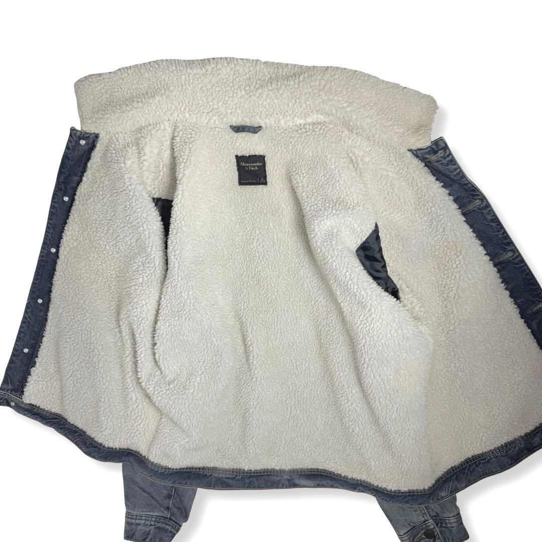 Abercrombie&Fitch｜裏ボア刺繍ロゴデニムジャケットXLアバクロ
