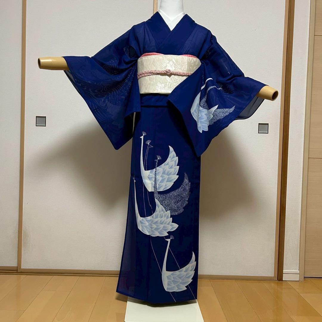 薄物　夏着物　絽　化繊　訪問着　フルセット　モ32