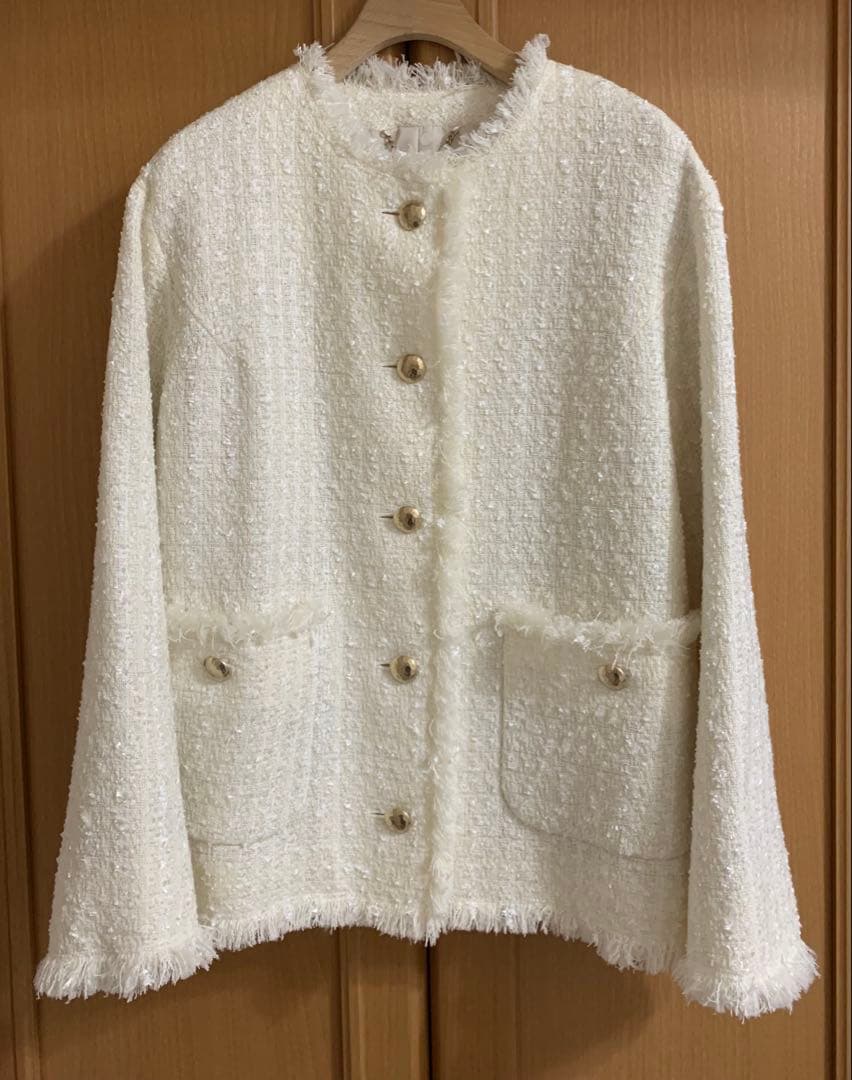 ノーリーズソフィー　ノーカラー　ツイードジャケット　使用１回　美品　38