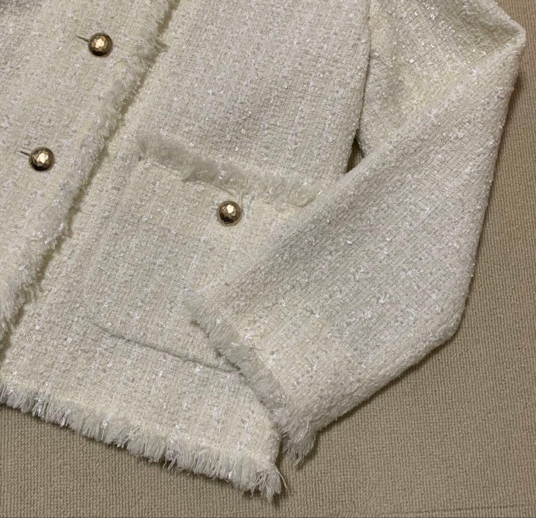 ノーリーズソフィー　ノーカラー　ツイードジャケット　使用１回　美品　38