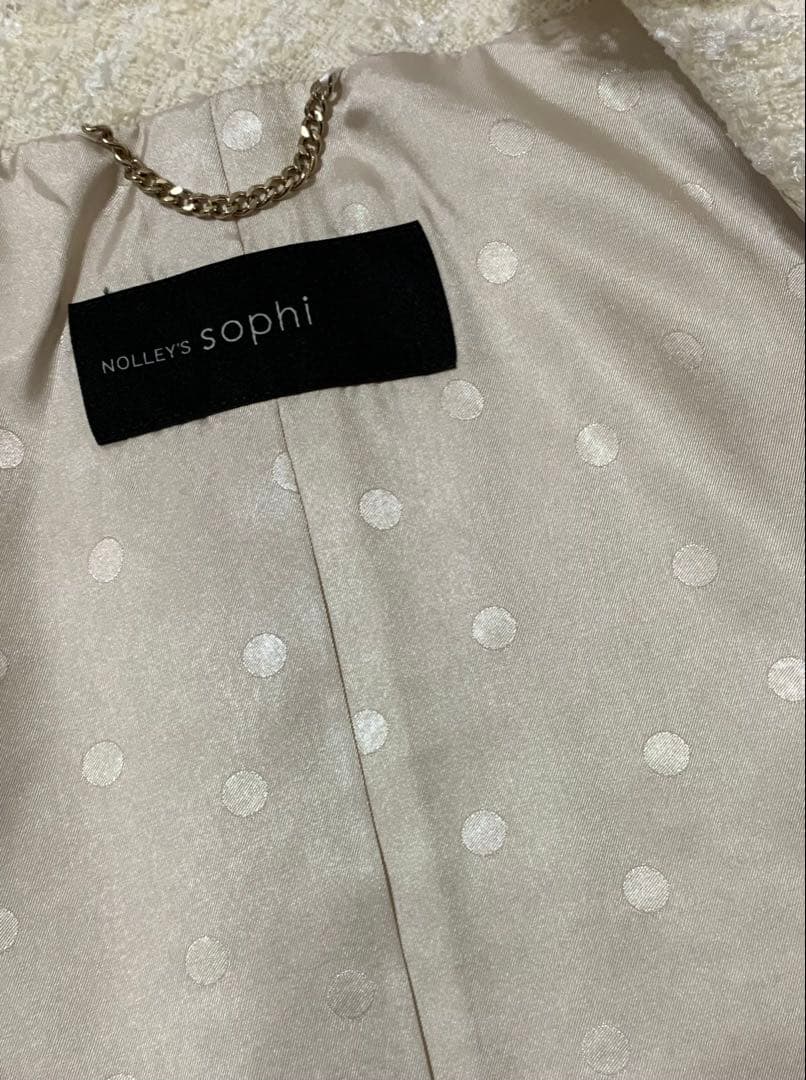 ノーリーズソフィー　ノーカラー　ツイードジャケット　使用１回　美品　38