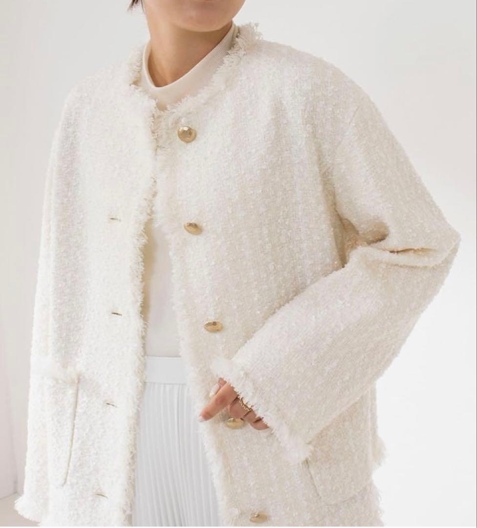 ノーリーズソフィー　ノーカラー　ツイードジャケット　使用１回　美品　38