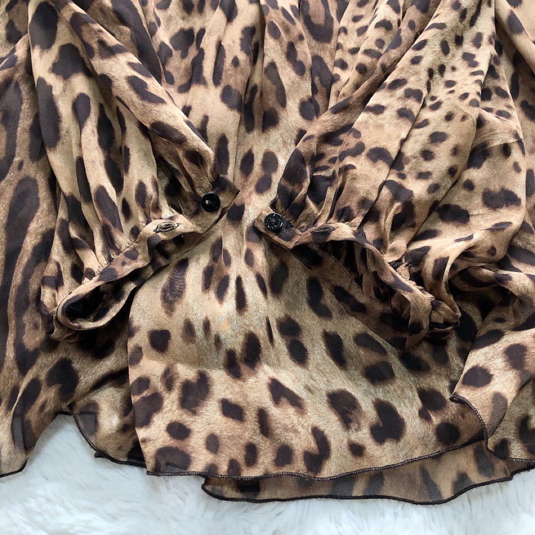 ドルチェアンドガッバーナ*レオパード柄シフォンブラウス　透け感　ヒョウ柄 38