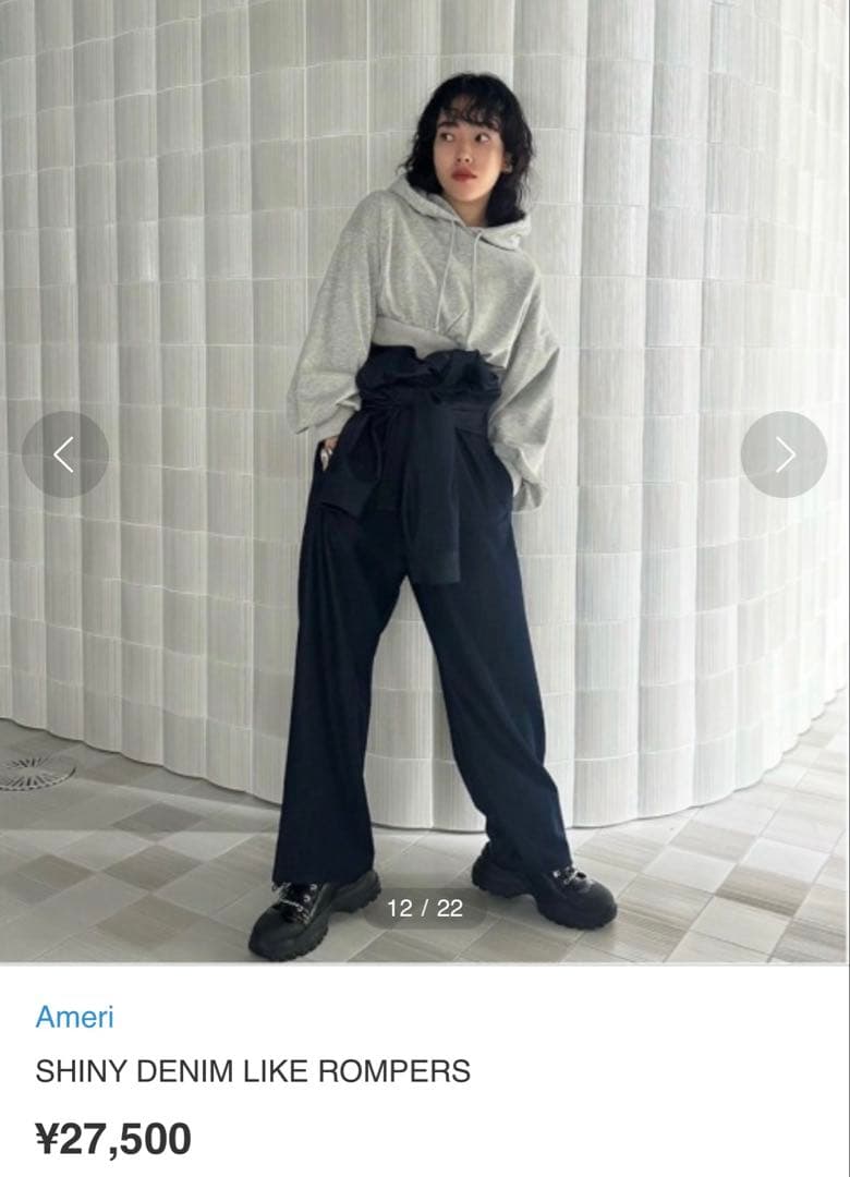 美品★ SHINY DENIM LIKE ROMPERS