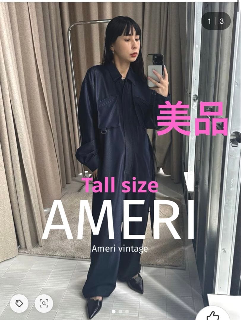 美品★ SHINY DENIM LIKE ROMPERS